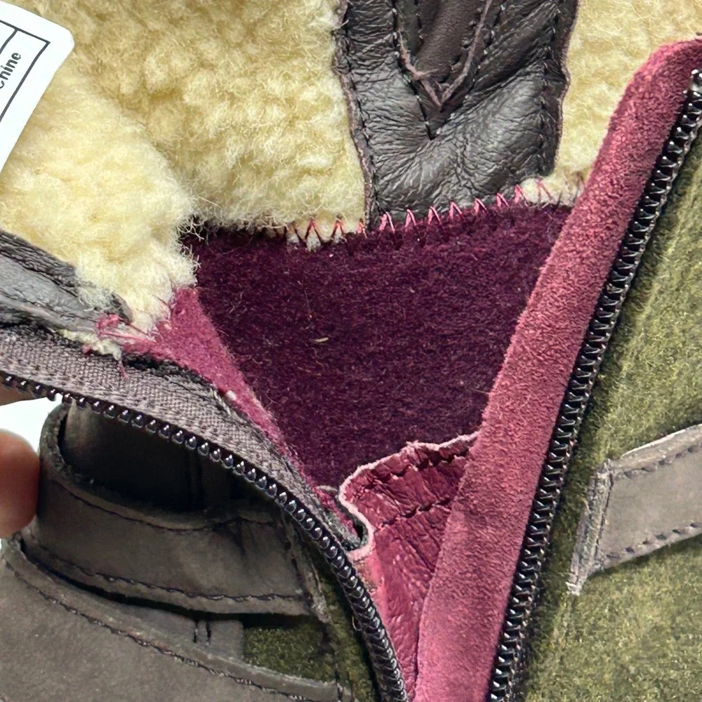 UGG Waterproof‎ Kids Boots Brown Green Wool Buckle Zip Size 5